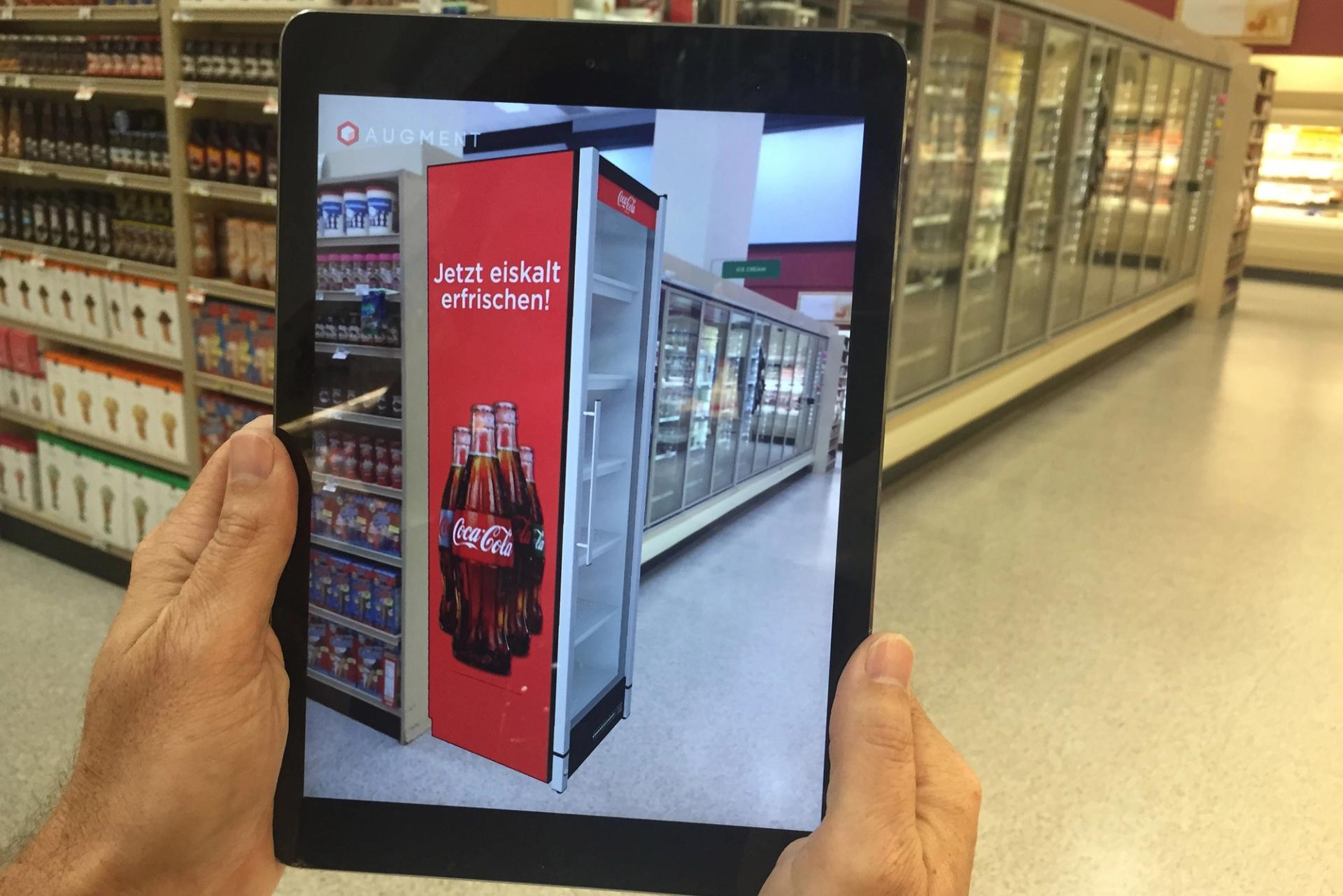 An AR representation of Coca Cola merchandise for retailers.